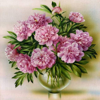 Без бренда «Пионы в круглой прозрачной вазе (20шт)» в Красноярске