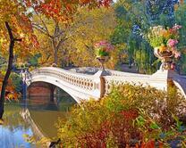 Мостик в осеннем солнечном парке