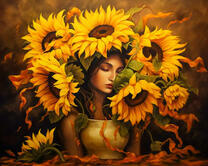 Девушка в венке из подсолнухов