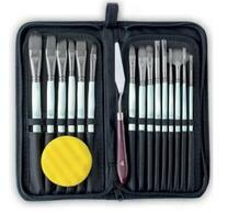 Без бренда «Набор кистей для рисования в чехле, премиум набор (15 нейлоновых кистей, 1 мастихин) белые» в Красноярске