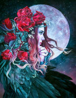 Без бренда «Девушка с розами в волосах на фоне луны» в Красноярске в интернет-магазине Без бренда «Девушка с розами в волосах на фоне луны» в Красноярске