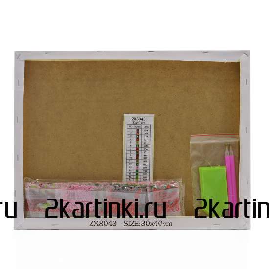 Алмазная мозаика 30x40 Цветные розы в белой вазе