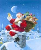 Санта с полным мешком подарков