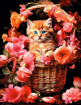 Без бренда «Рыжий котенок в корзине с цветами» в Красноярске в интернет-магазине  Без бренда «Рыжий котенок в корзине с цветами» в Красноярске