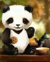 Маленький панда с печеньем