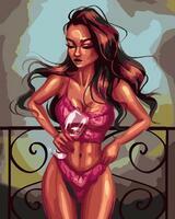 Без бренда «Девушка в нижнем белье с бокалом вина» в Красноярске в интернет-магазине  Без бренда «Девушка в нижнем белье с бокалом вина» в Красноярске